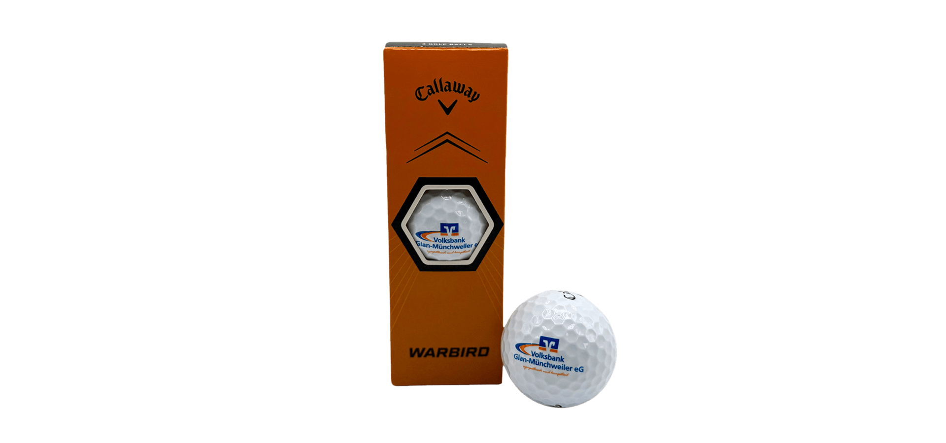 Golfbälle mit Logo der Volksbank Glan-Münchweiler eG